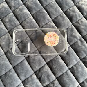Iphone 13 pro Hey Day case clear with pop socket circus white